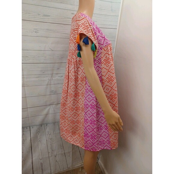 THML Multicolor Jacquard Dress with Tassel Sleeves Size S Tapestry - Picture 4 of 10